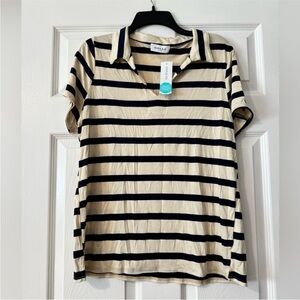 Polo V Neck Knit Top